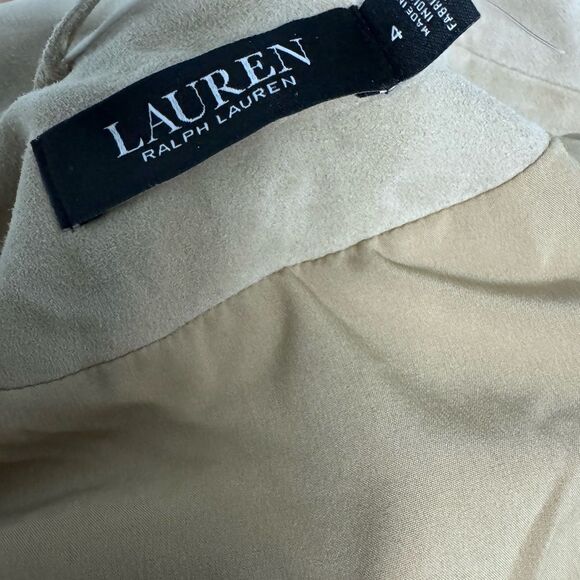 Lauren Ralph Lauren Women’s Fringe Trim Goat Suede Jacket Western Beige NWT $650 - Picture 15 of 16